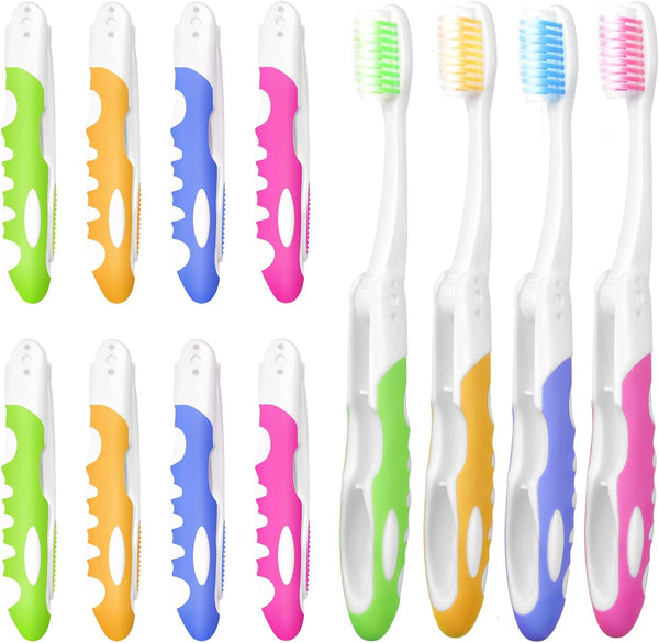 EasyHonor Travel Toothbrush Bulk, Folding Toothbrush with Medium Soft Bristles, for Hiking, Camping, Traveling, School