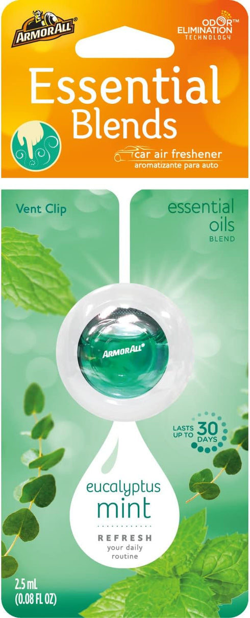Armor All Essential Blends Air Freshening Vent Clip, Eucalyptus Mint Scent, 0.08 fluid ounces