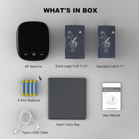 Blood Pressure Monitors for Home Use, Extra Large Blood Pressure Cuff, 6 in Large LED Backlit Display, USB Cable &