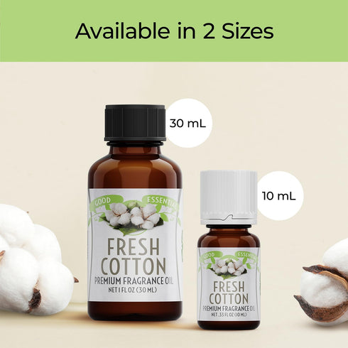 Good Essential - Fresh Cotton Fragrance Oil 0.33 fl oz for Laundry, Soap Making, Candle Making, Diffuser, Dryer Balls,