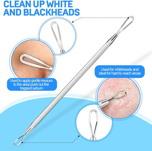 Teenitor Pimple Extractor Tool, Surgical Grade Blackhead Comedone Removal 2-in-1 Popper Tool for Face Nose
