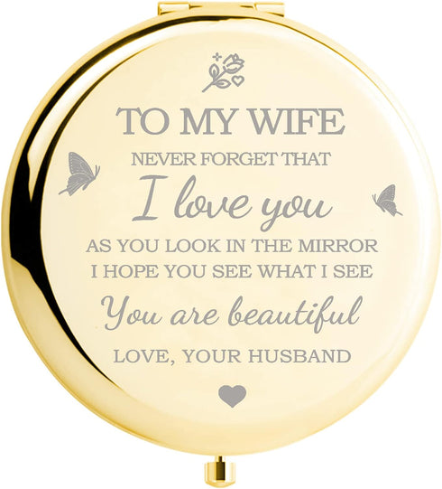 I Love You Wife Gold Compact Mirror, Perfect Gifts for Wife