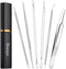 Pimple Popper Tool Kit (6 Pcs) - Blackhead Remover Comedone Extractor Tool Kit with Metal Case for Facial Care
