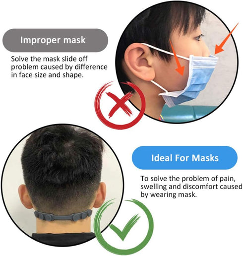 Mask Strap Extender - Anti-Tightening Mask Holder Hook, 8PCS Black