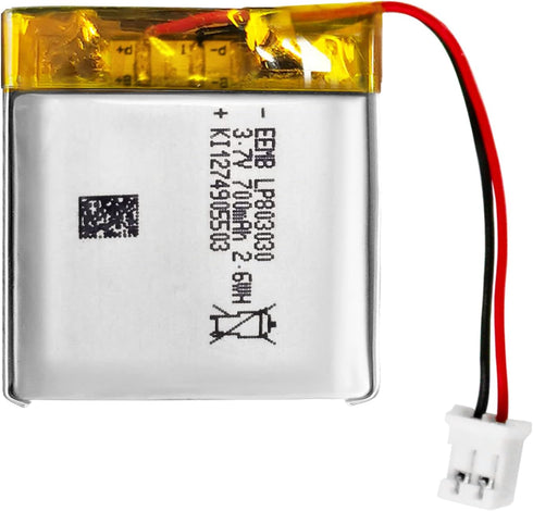 EEMB 3.7V 700mAh 803030 Lipo Lithium Polymer Battery Pack with Wire JST Connector for Speaker and Wireless Device