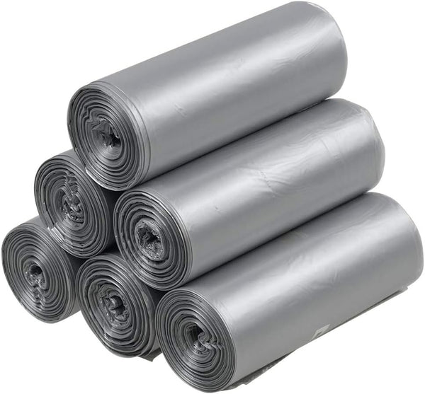 Obstnny 1.5 Gallon Small Trash Bags, 6 Roll/150 Counts, Grey