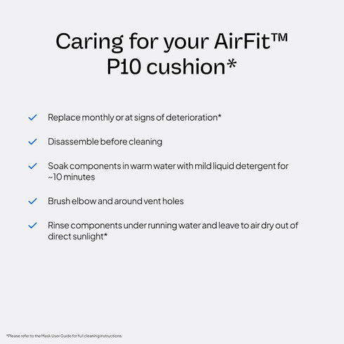 P10 Resmed AirFit Nasal Pillow Cushion - CPAP Mask Accessories Replacement - Soft Lightweight Silicone - Dual Wall