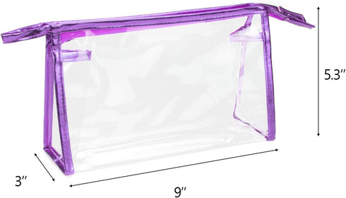 Hedume 10 Pcs Transparent Waterproof Cosmetic Bag, PVC Clear Makeup Organizing Bags with Zipper for Travel