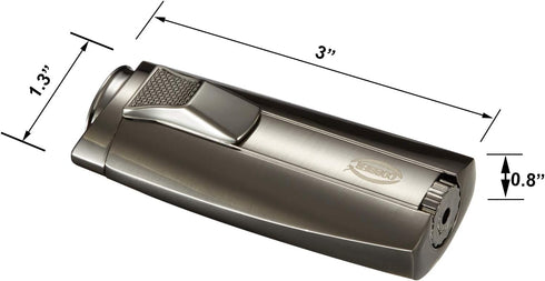 Cobber Torch Cigar Lighter, Double Jet Flame Refillable Butane Cigar Lighter in Gray
