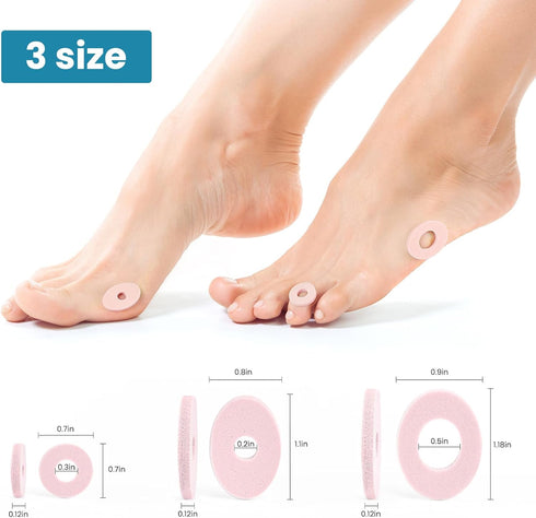 Corn Cushions for Toes and Feet - Self-Stick Adhesive Callus Cushions with Foam Padding for Pain Relief (Pink, 90 Count)