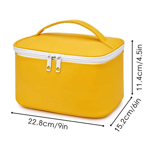 Meiyuuo Small Makeup Bag for Women, Waterproof Zipper Pouch for Purse Essentials, Cute (Bright Yellow)