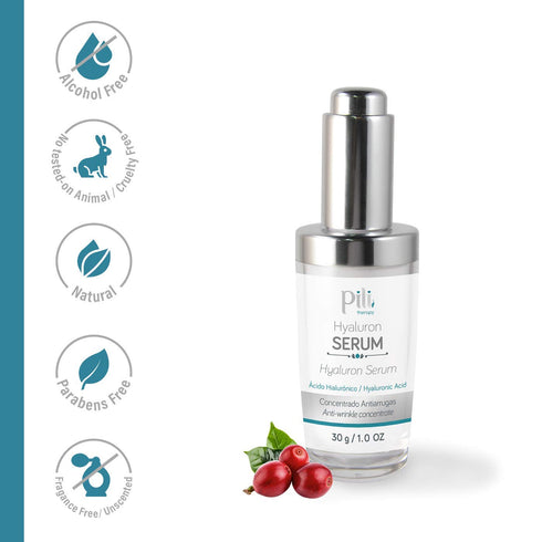 Pili Hyaluronic Serum - Concentrated Hyaluronic Acid with Aloe Vera & Coffee Extract - Best Anti-Aging Formula for Face