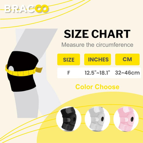 Bracoo Knee Support Brace for Men Women, Adjustable Compression Sleeve Wrap, Patellar Pad for Injury Recovery