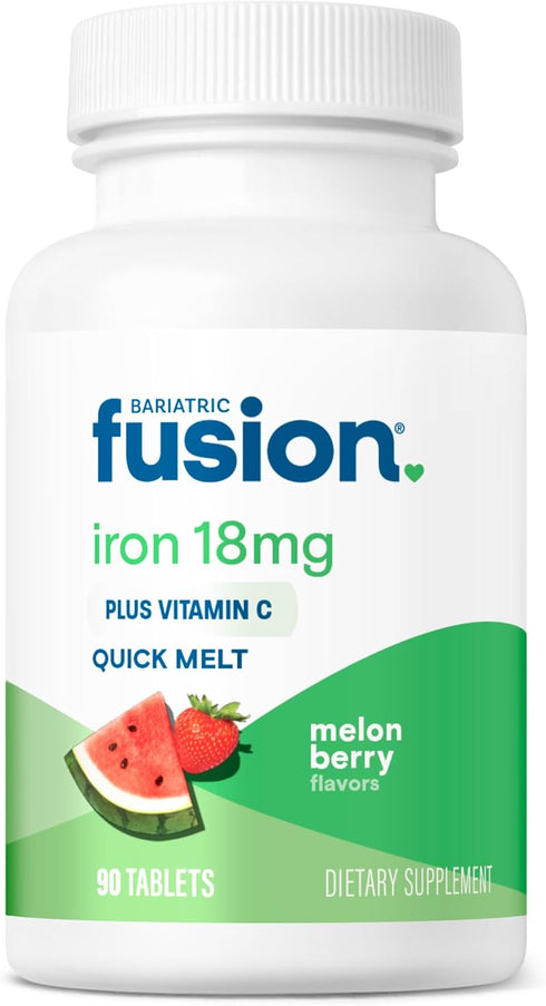 Bariatric Fusion Iron Supplement for Women, 90 Count, Quick Melt, Sugar Free Dissolvable Chewable Iron Tablets