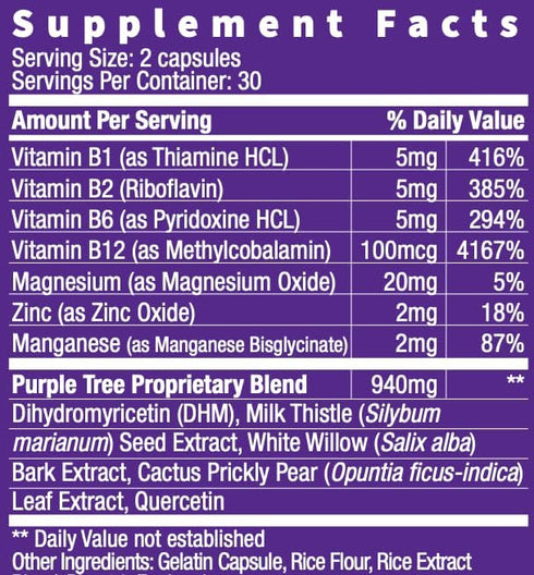 purple tree Post Celebration Wellness Vitamins - Liver Support, Body Replenisher, Rapid Hydration with Dihydromyricetin