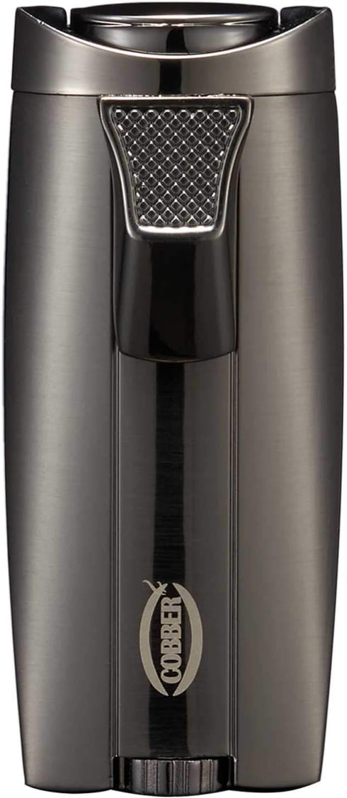 Cobber Torch Cigar Lighter, Double Jet Flame Refillable Butane Cigar Lighter in Gray