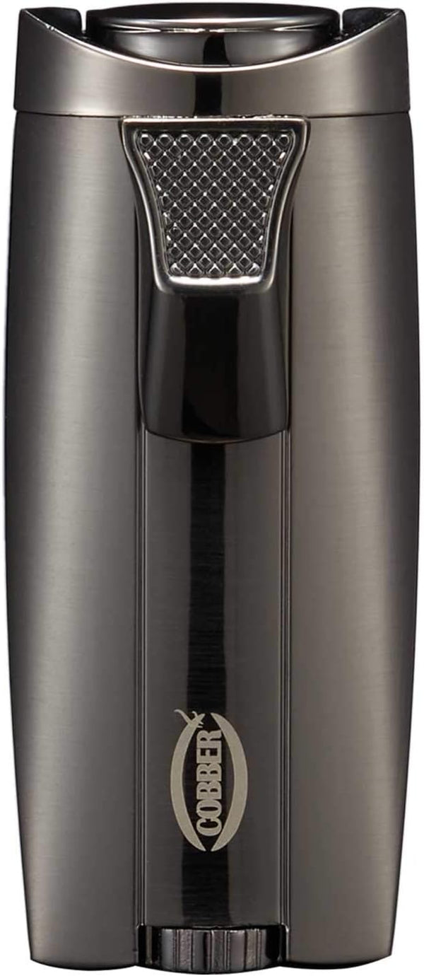 Cobber Torch Cigar Lighter, Double Jet Flame Refillable Butane Cigar Lighter in Gray