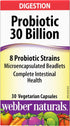 Webber Naturals Probiotic - 30 Billion with 8 Probiotic Strains, 30 Capsules for Digestive Health