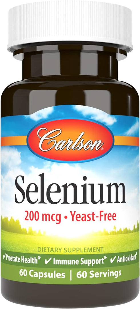 Carlson Selenium 200 mcg Yeast-Free - 60 Capsules for Prostate Health & Immune Support