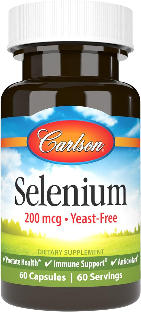 Carlson Selenium 200 mcg Yeast-Free - 60 Capsules for Prostate Health & Immune Support