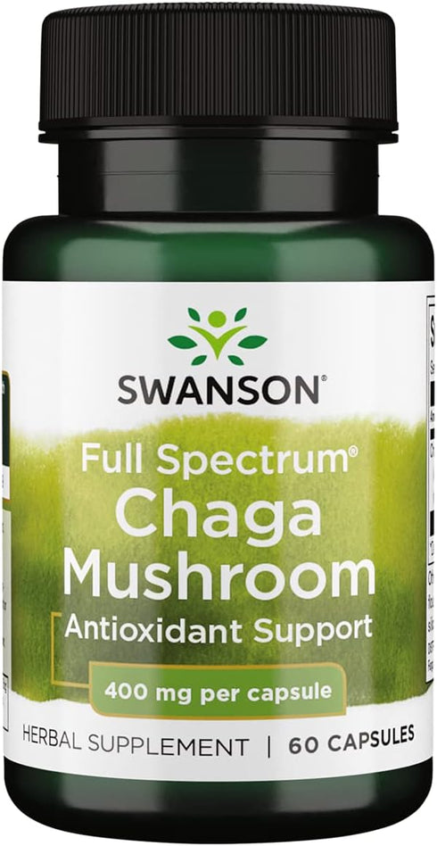 Swanson Full Spectrum Chaga Mushroom Antioxidant Immune Support - 60 Capsules, 400 Milligrams