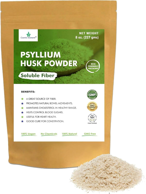 100% Pure Organic Psyllium Husk Powder, Fiber Supplement for Regularity and Keto Baking, 8 oz
