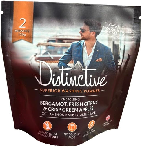 Pack Mini Washing Powder Perfect for Travel/Machine Washing/Soak Clean Hand Washing/Energising Bergamot and Citrus