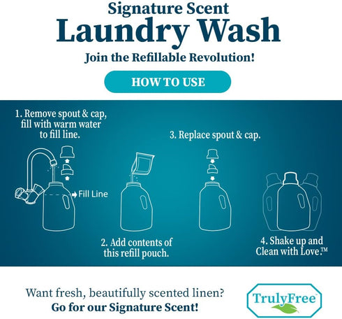 Laundry Detergent for Sensitive Skin, Plant-Based, Gentle & Safe for Baby Clothes, 50 Loads, Includes 1 Refillable