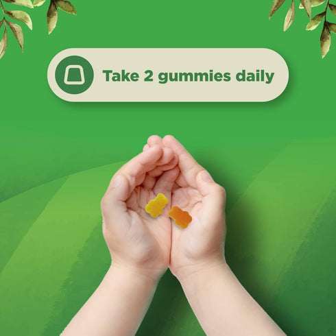 Plant Based Kids Multivitamin Gummies - Immunity Support with Vitamins A, C, D3, E, B & Zinc, Gluten Free, Non-GMO,