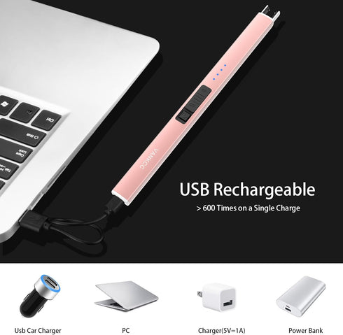 Electric Plasma Arc Candle Lighter USB Long Stick Windproof Flameless Rechargeable Battery Safety Lock for Camping BBQs