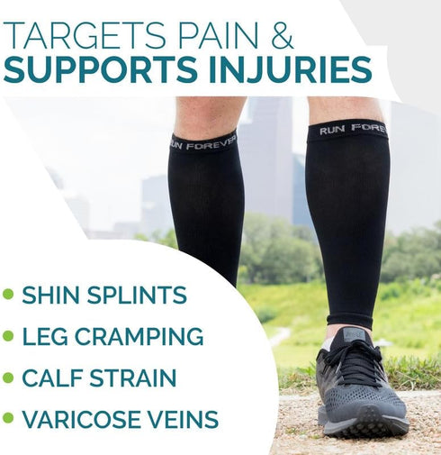 Run Forever Calf Compression Sleeves for Men and Women - Footless Compression Socks for Pain Relief