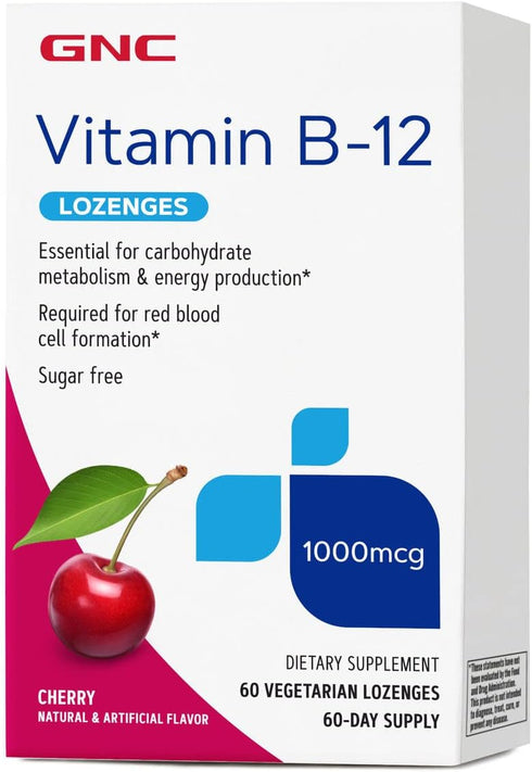 GNC Vitamin B-12 1000 mcg Lozenges - Cherry Flavor - 60 Lozenges