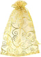 Onwon 50 PCS/Set Luxury Jewelry Candy Gift Bags, Champagne Velvet Drawstring Pouches, Gold Line Sheer Organza