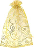 Onwon 50 PCS/Set Luxury Jewelry Candy Gift Bags, Champagne Velvet Drawstring Pouches, Gold Line Sheer Organza