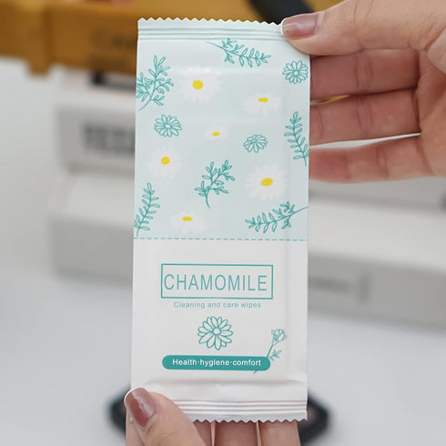 Travel Feminine Hygiene Wipes, 100 Pack, pH-Balanced, Chamomile Extract, Portable, Larger Wipes for Women
