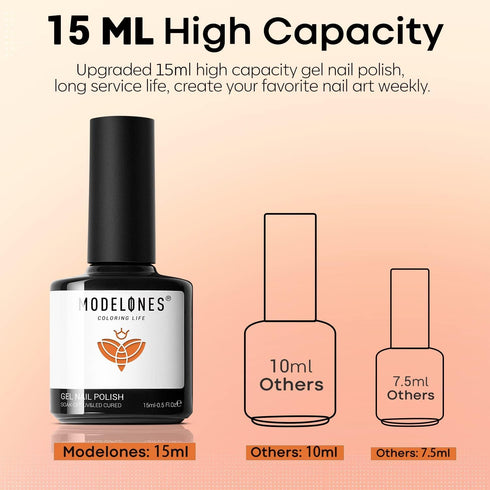 Modelones Fall Gel Nail Polish, 15 ML Bright Neon Yellow Orange Gel Polish, Soak OFF UV LED Nail Polish for Autumn