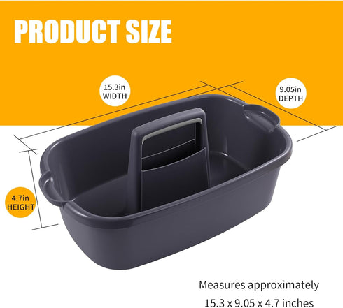 Omirome 2-Pack Large Gray Cleaning Caddy for Cleaning Supplies with Handle - Portable Plastic Tote Organizer