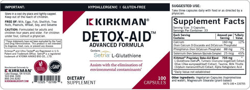 Kirkman Detox-Aid Advanced Formula - 100 Capsules, Antioxidant Support, Hypoallergenic