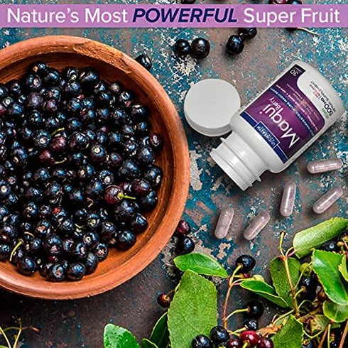 Packed 500mg, 30 Pure Maqui Berry Extract Capsules | Premium All Natural Superfood Formula with Antioxidants, Vegan