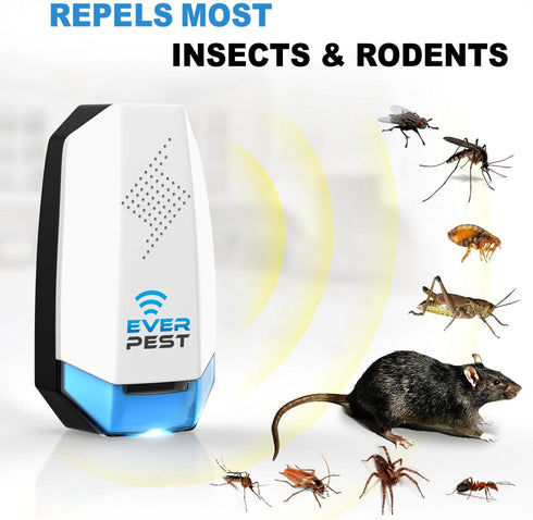 Ultrasonic Pest Control Repeller, Eco-Friendly Plugin for Mice, Rat, Flea, Cockroach, 2 Pack