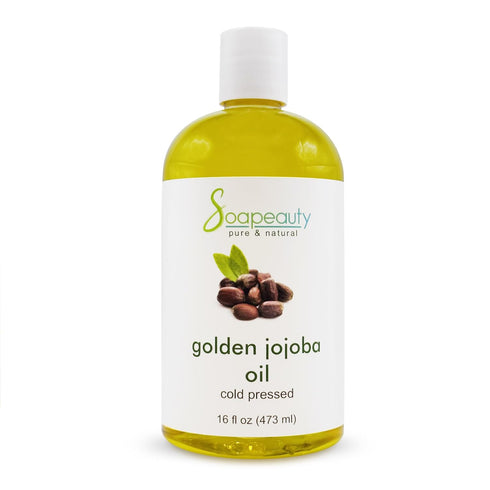 Soapeauty Golden Jojoba Oil | 100% Pure & Natural, Unrefined, Cold Pressed, Moisturizing Oil for Skin, 16 fl oz