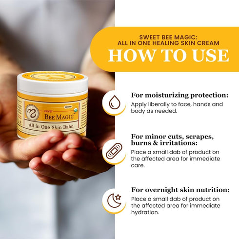 Sweet Bee Naturals - Sweet Bee Magic, All In One Healing Organic Balm, 2 Ounce Jar