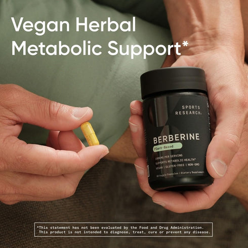 Sports Research Berberine, 1000 mg, 60 Capsules, Herbal Ayurvedic Metabolic Health Support, Vegan Certified
