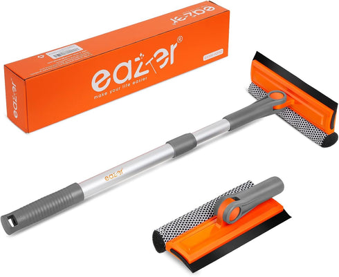 eazer Window Cleaning Squeegee Kit, 2-in-1 Rotatable Squeegee with Extension Pole for Shower/Windshield Cleaning