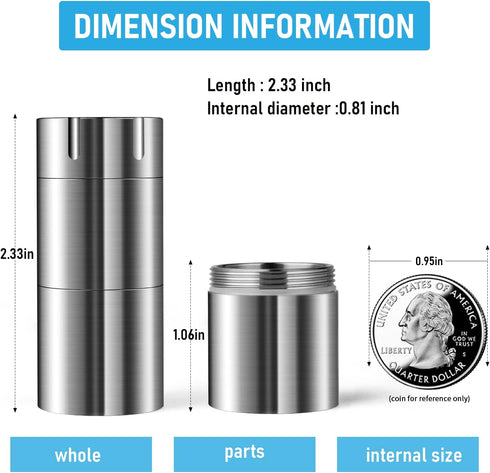 Titanium Pill Bottle+Micro Keychain Pill Holder