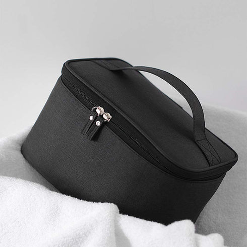 HOYOFO Women Makeup Bag, Portable Travel Toiletry Bag with Mesh Pocket for Women/Men, Black