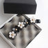 Lurrose Toothed Banana Hair Clips for Women Girls, Strong Tension Ponytail Holder, Black Flower Barrette