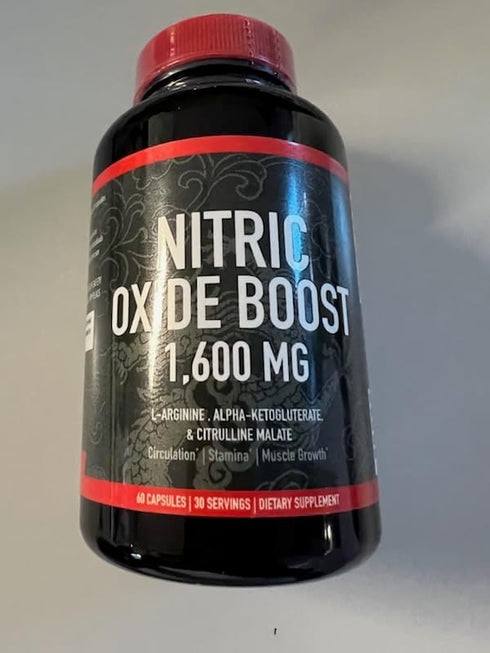 Nitric Oxide Booster Supplement, 1600mg Extra Strength L-Arginine, Citrulline Malate, Alpha-Ketoglutarate (60 Count)