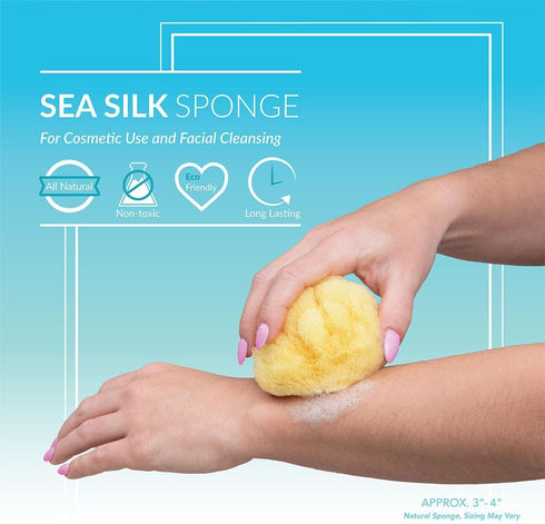 Sea Soft Silk Sponge for Cosmetic Use, Facial Cleansing, 3-4 Inches