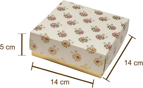 Desi Favors Floral Printed Sweet Boxes for Indian Sweets, Cookies, Mithai, Gift Boxes with Lids, 2.95x5.51 Inch (Pack